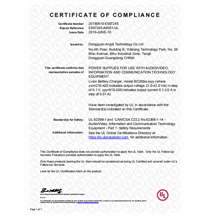 certificate of compliance