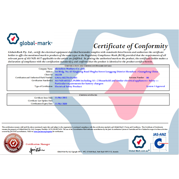 certificate of conformity